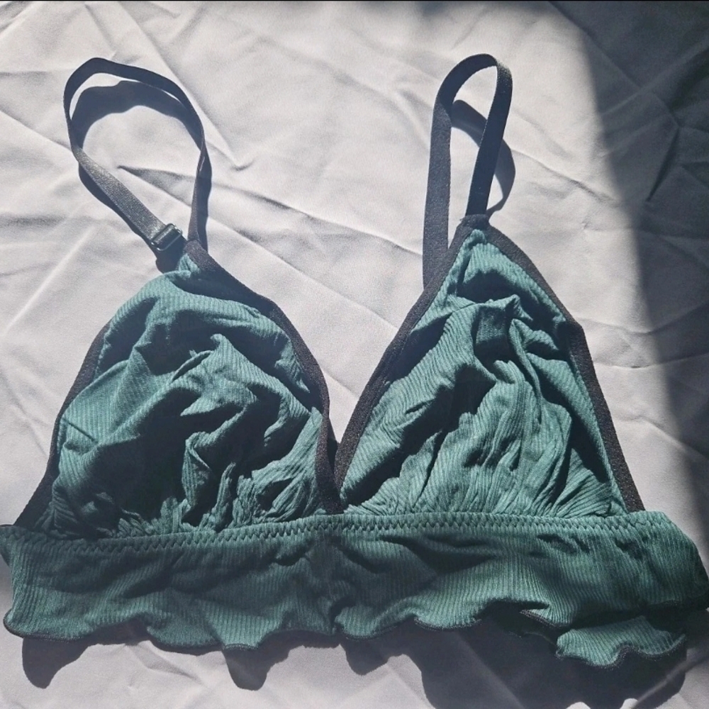 Hunter Green Ruffled Bralette